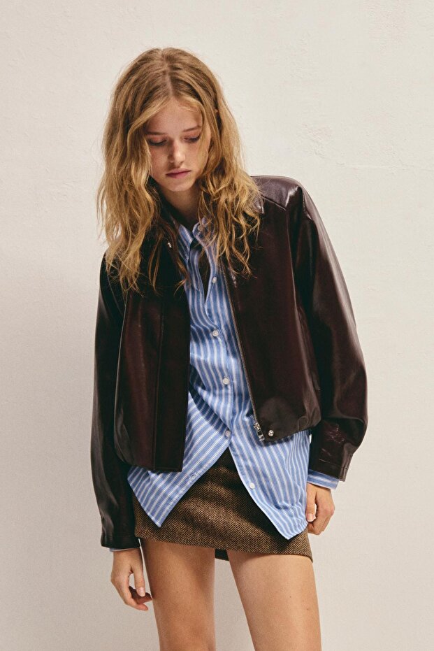 Çizgili oversize gömlek - 1