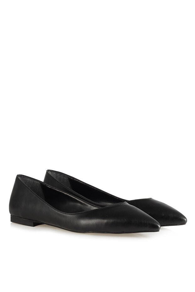 Black Pointed Toe Ballerina Shoes