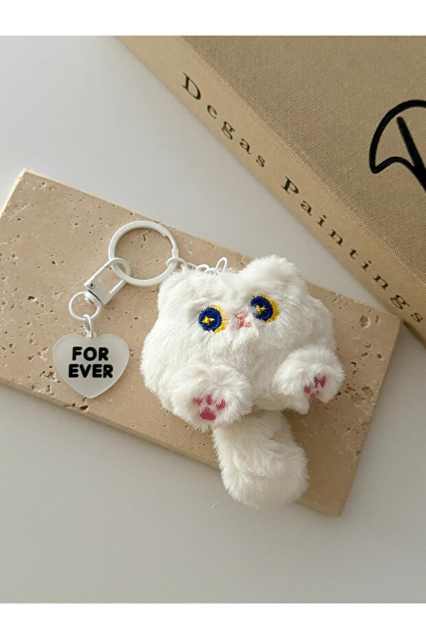 Cute Plush Long-Tailed Cat Kawaii Character Keychain and Bag Ornament