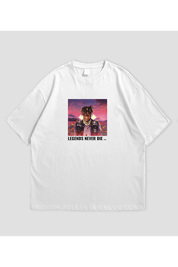 Juice Wrld Album Printed White Oversize T-Shirt Unisex 100% Cotton Crew Neck T-Shirt