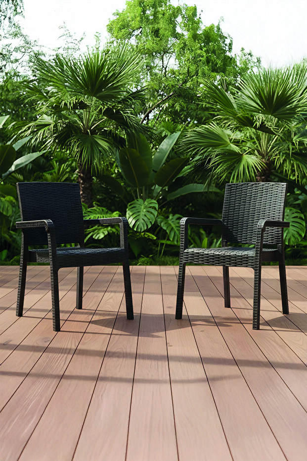 King 2'li Rattan Sandalye Kahve - 1