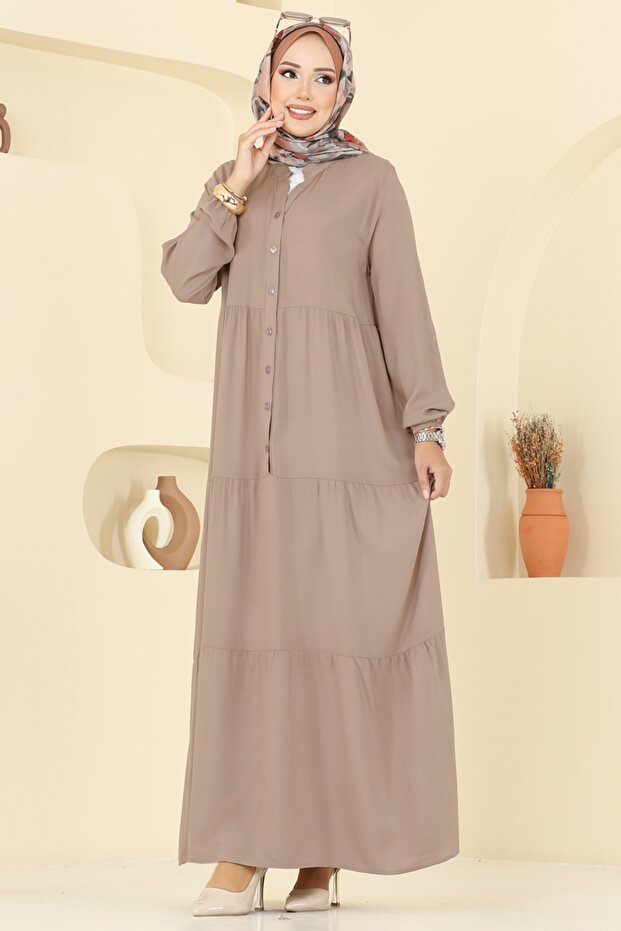 Önü Yarım Düğmeli Elbise 5010ERK1158-MS Vizyon - 2