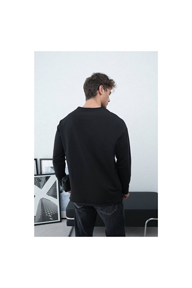 Men's Oversized Basic Two Thread Sweatshirt - 3