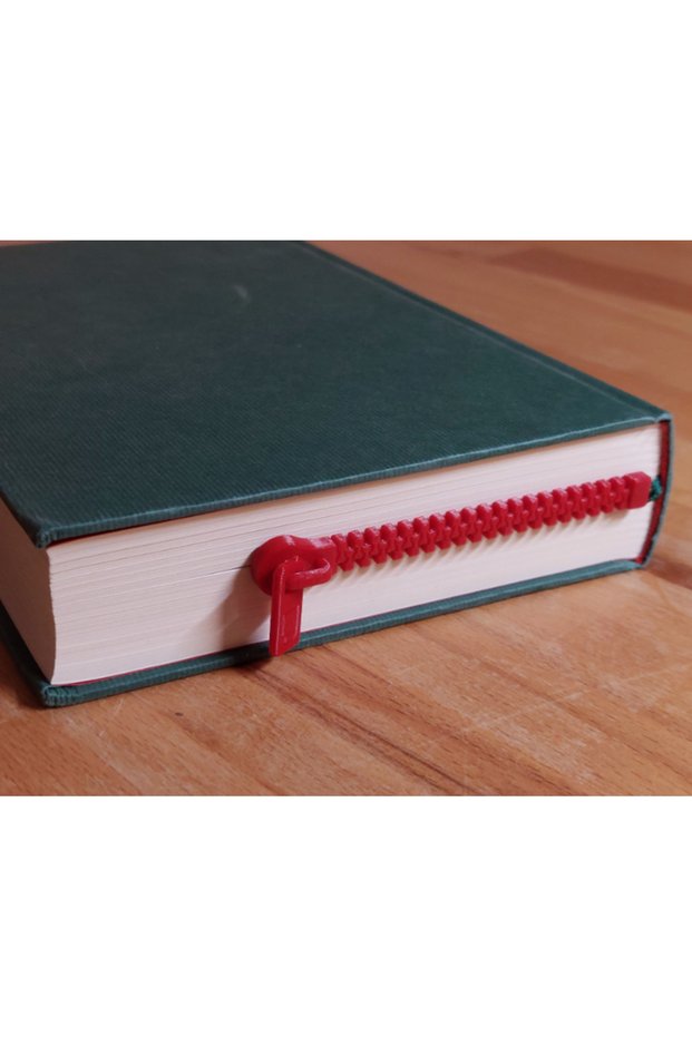 Red Decorative Bookmark with Zipper Design - Fun and Quirky Page Marker, Original Stationery Accessory 2 Pieces Zipper Effect Bookmarks