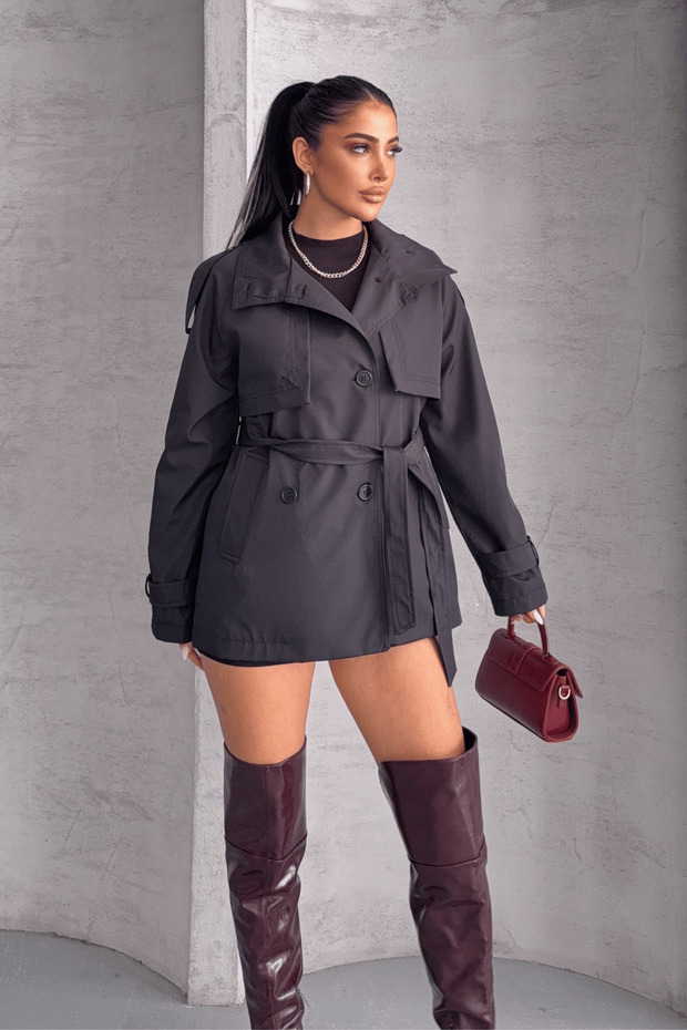 Bondit Short Trench Coat - Anthracite