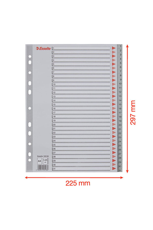 Plastic index A4 index 1-31 - 1