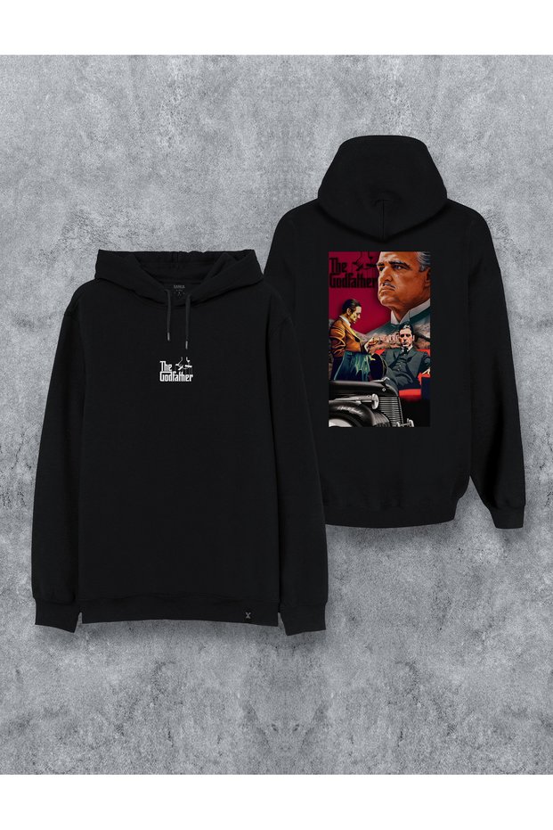 Baba the Godfather Printed Black Hooded Hoodie Sweatshirt Hoodie