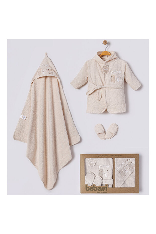 0-12 Months Baby Boys to Play Embroidered Bathrobe Set 100% Cotton