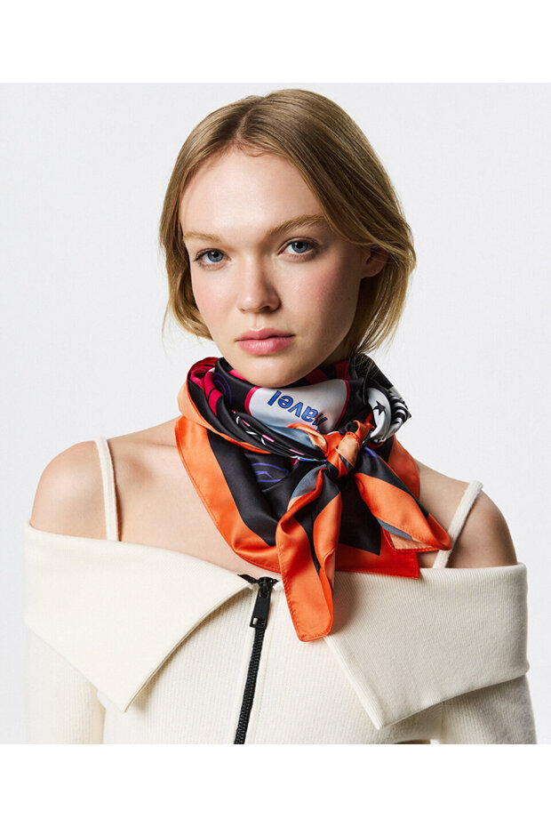 SLOGAN VE GÖRSEL BASKILI FULAR - 2