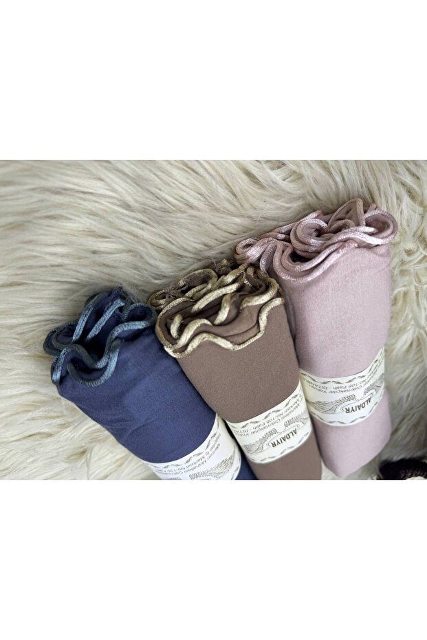 3 قطع من الشالات القطنية الممشطة مع أربطة - 3