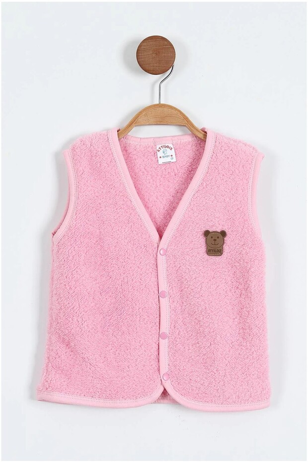 Baby Plush Vest with Teddy Bear Emblem on the Front with Velcro Fasteners