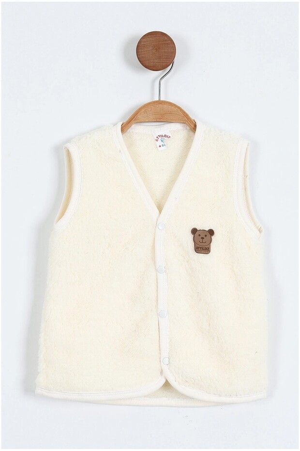 Baby Plush Vest with Teddy Bear Emblem on the Front with Velcro Fasteners