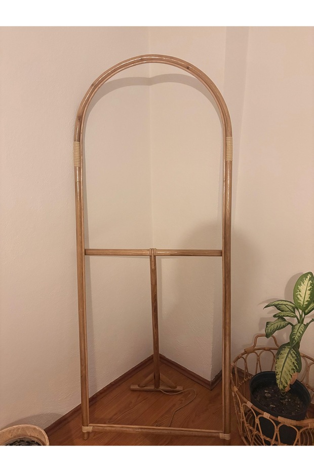 Bambu Hasır Rattan Boy Ayna Çerçevesi Naturel Renk - 1