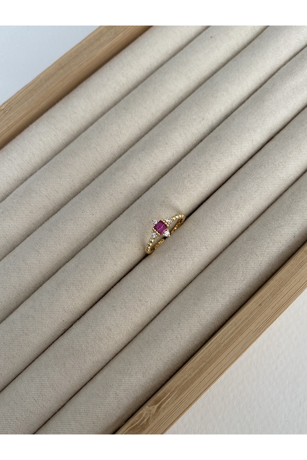 Pinky Finger Baguette Stone Minimal Bottom Adjustable Women's Ring