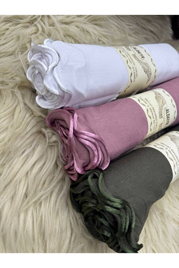 3 قطع من الشالات القطنية الممشطة مع أربطة - 2