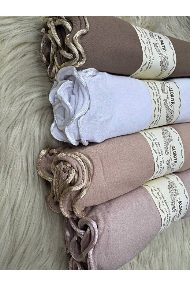 4 قطع من الشالات القطنية الممشطة مع أربطة - 2