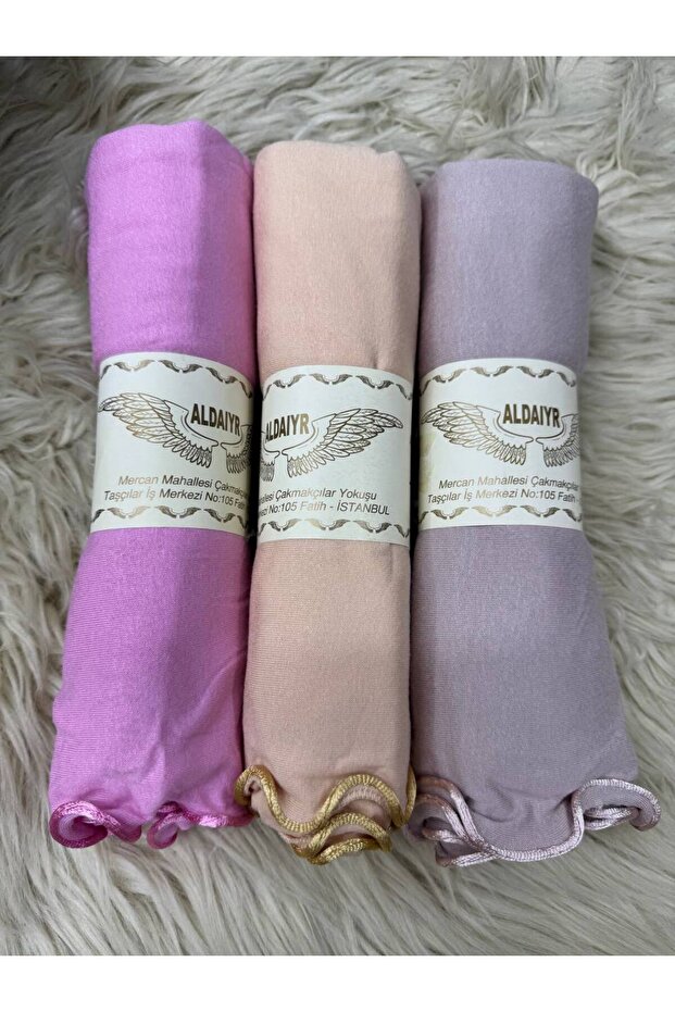 3 قطع من الشالات القطنية الممشطة مع أربطة - 1