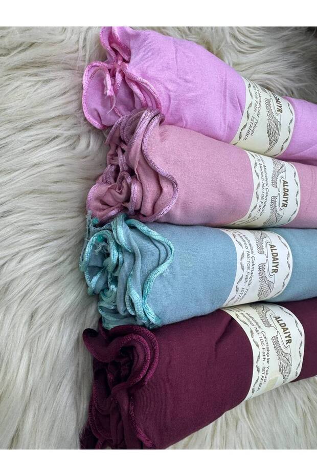 4 قطع من الشالات القطنية الممشطة مع أربطة - 2