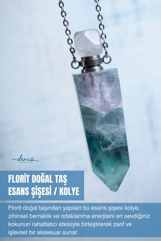 Certified Fluorite Natural Stone Essence Bottle Pendant