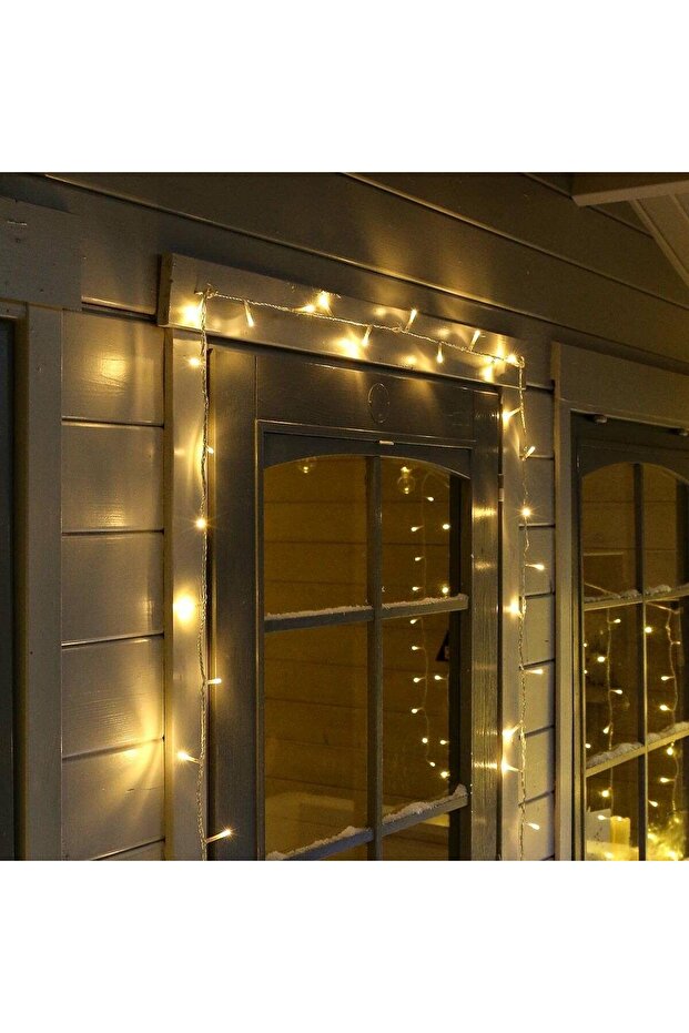 Instalație de Crăciun, 10 m, 100 LED-uri, Liniar, Alb cald, 8 moduri de iluminare, Transformator, Interconectare - 4