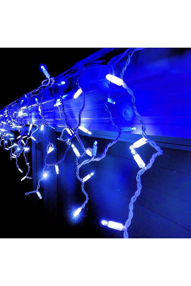 Lumini de Crăciun, 35 m, 1001 LED-uri, franjuri, albastre, intermitent, transformator de la distanță, interconectabile, extensie 3 m - 5