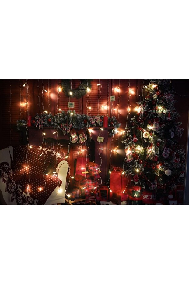Luminițe de Crăciun tip perdea, IP44, 13m x 1m, 780 LED-uri, alb cald, 8 moduri de iluminare, transformator, intermitent - 3