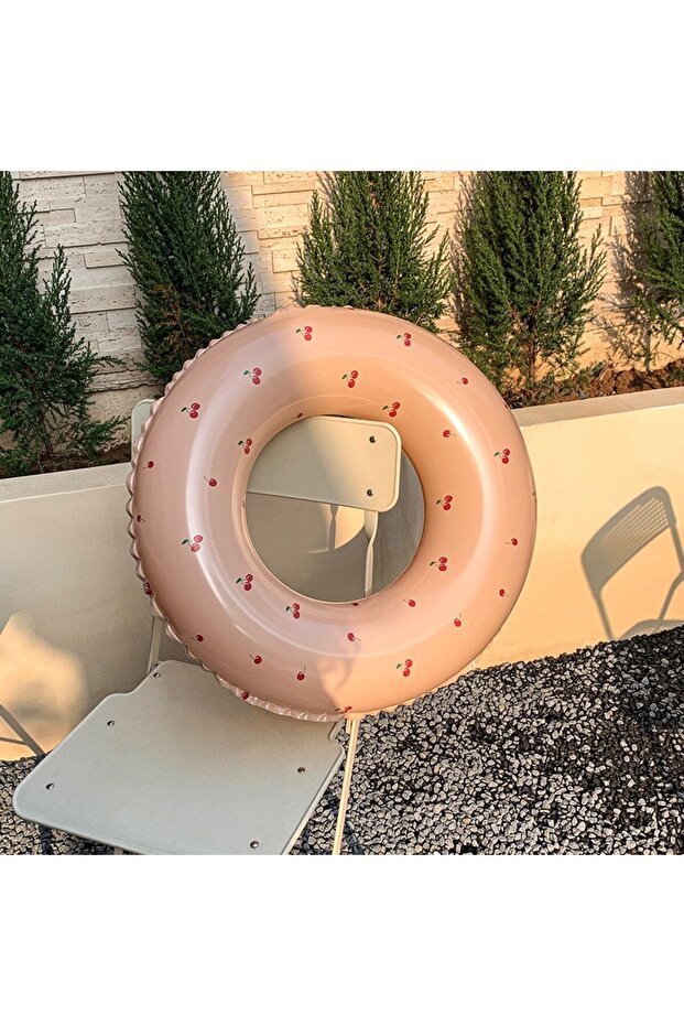 Inflatable Swimming Ring for Children, Orange, Cherry Pattern, Diameter 70 cm - 4