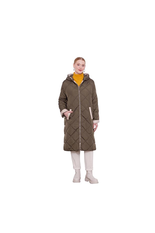 Kadın Kapitone Kapüşonlu Mont - 2