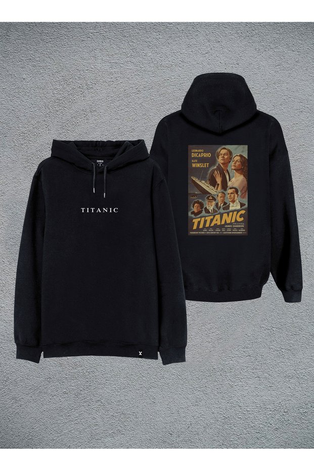 Titanic Movie Printed Black Hooded Hoodie Sweatshirt Hoodie