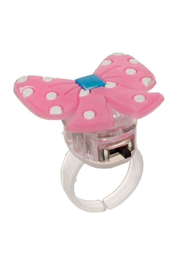 Adjustable Plastic Ring with Lights, Bow Model, Pink - 2