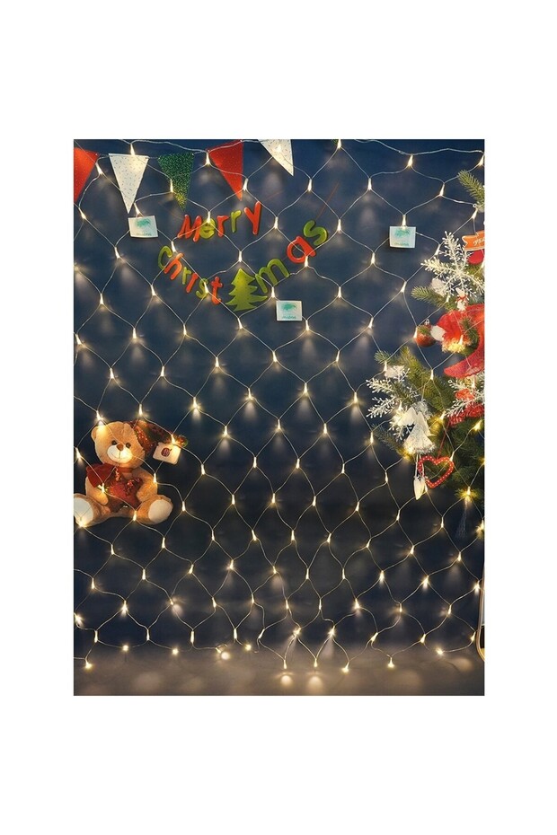 Christmas Net Light Installation, 9m x 3m, 960 LEDs, Warm White, 8 Lighting Modes, Transparent Wire, - 5