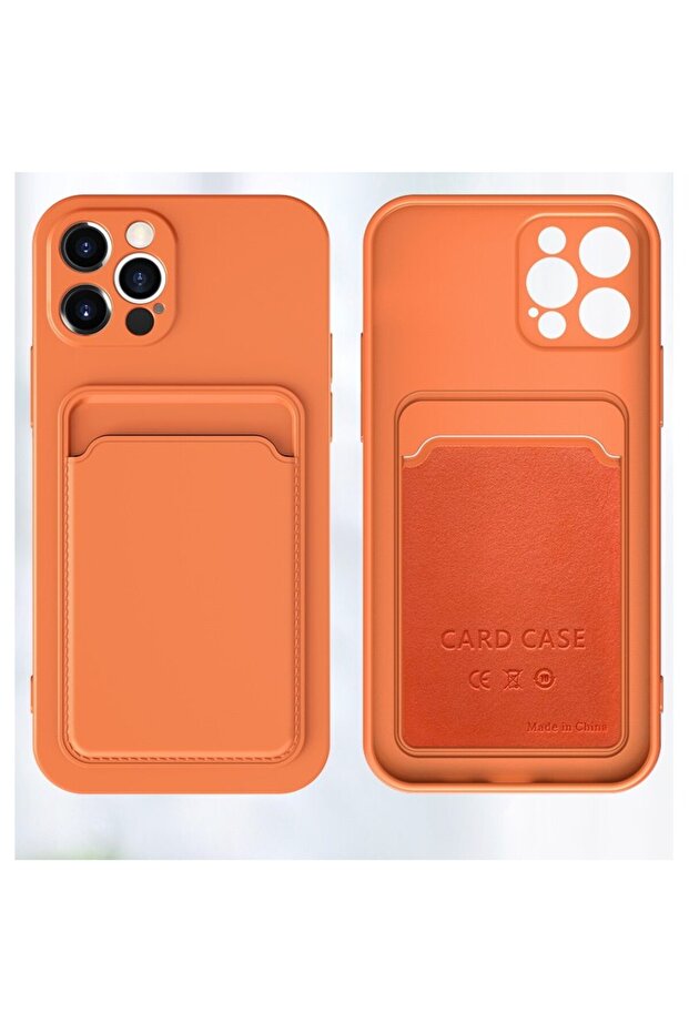 Protective Case with Card Holder Compatible with Apple iPhone 13 Orange - 3