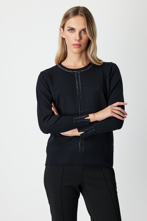 Taş İşlemeli Triko Kazak - 2