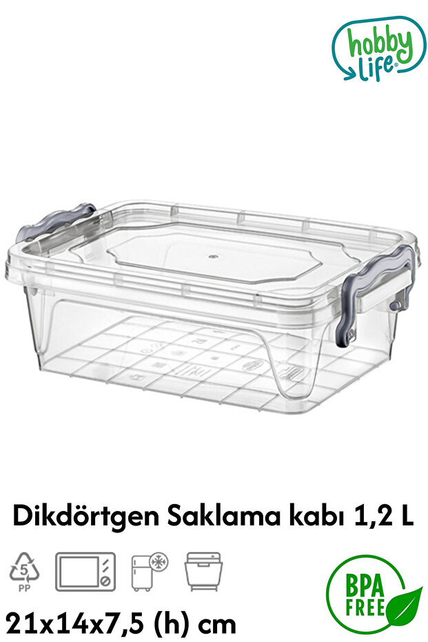 حاوية تخزين مستطيلة 1.2 لتر - 1