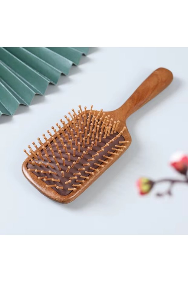 Sandalwood Wooden Tip Hair Brush Air Cushioned Natural Wood Wide Brush Detangler Large Size Af-110
