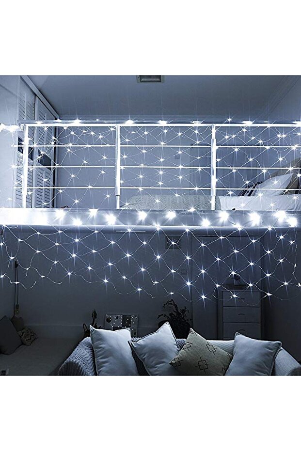 Christmas Net Installation, 28x1m, 1120 Cool White LED, IP44, With Remote Control, 3m Extension Cord - 2