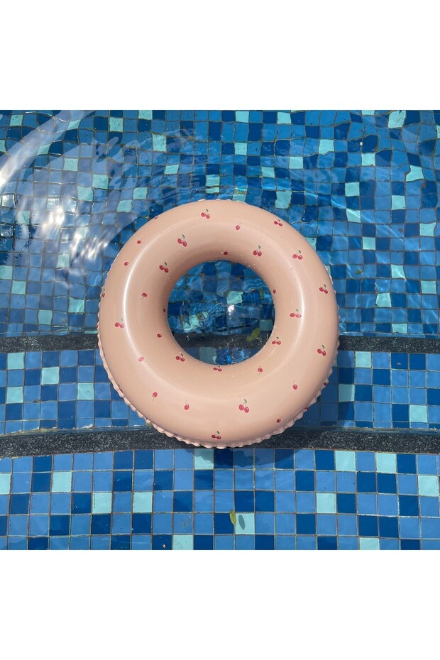 Inflatable Swimming Ring for Children, Orange, Cherry Pattern, Diameter 70 cm - 2