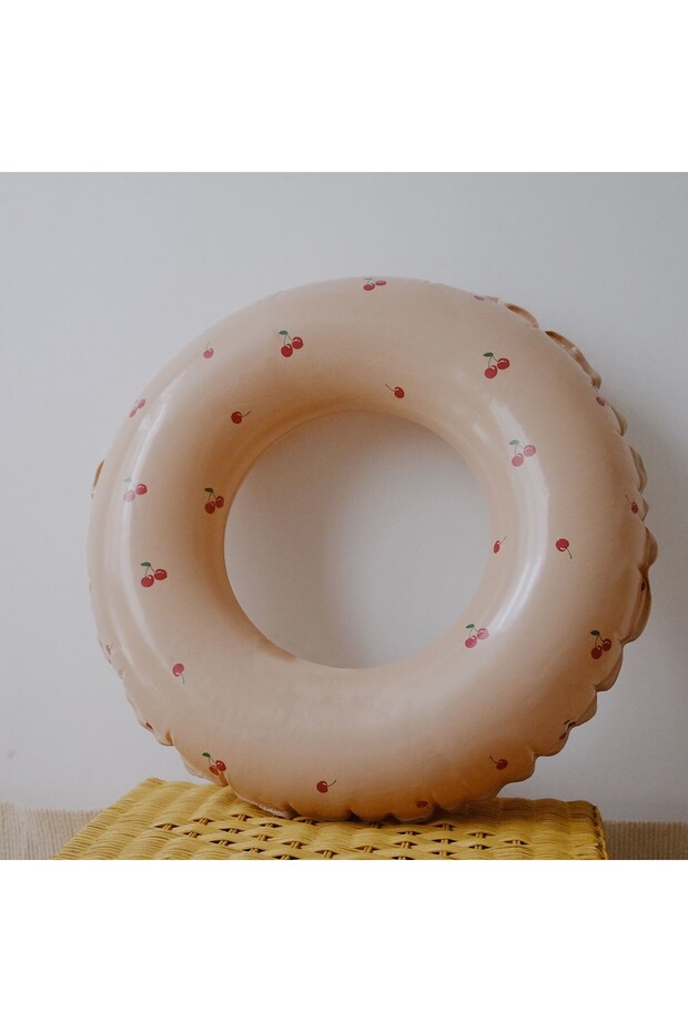Inflatable Swimming Ring for Children, Orange, Cherry Pattern, Diameter 70 cm - 3