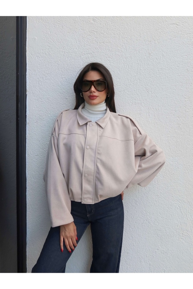 Apoletli Süet Bomber Ceket - 4
