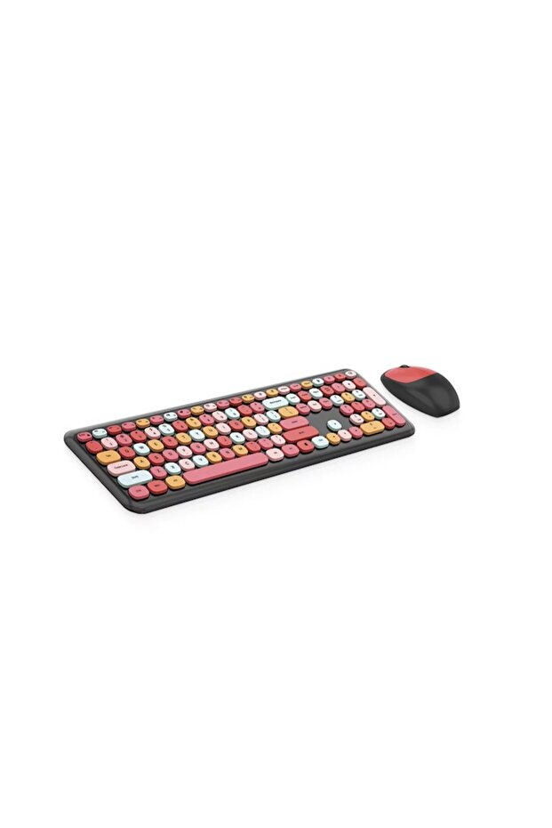 Kit multimedia keyboard and wireless mouse, 2.4 GHz, 1600 DPI, 3 buttons, scroll, black-red - 2