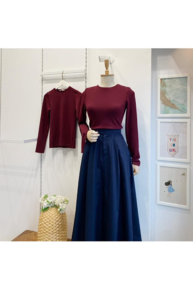 Bordo Basic Penye Bluz - 1