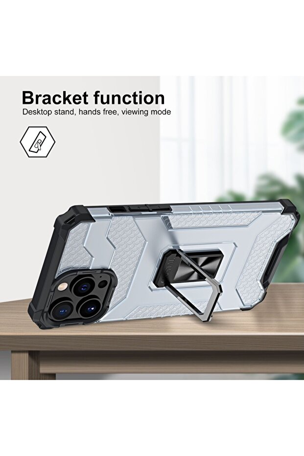 Protective Case for Apple iPhone 13 Pro Acrylic Armor with Stand Black - 3