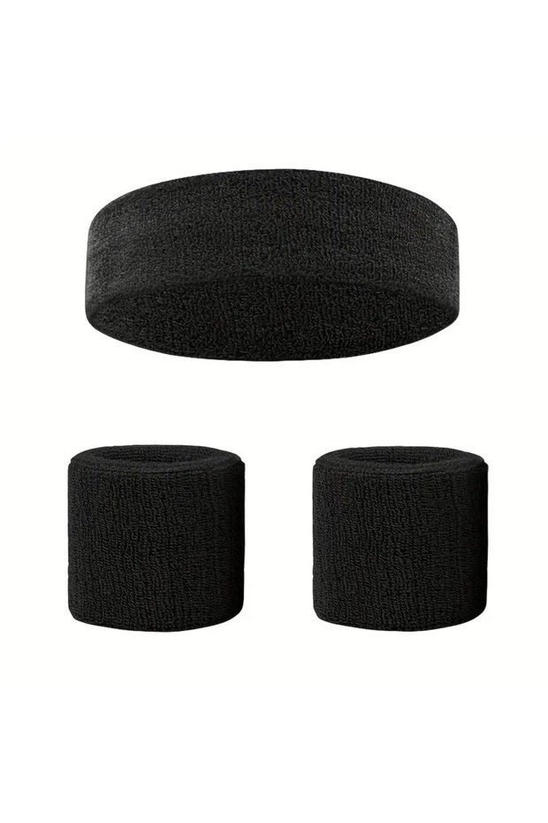 Towel Sports Headband and 2 Pieces of 10 cm Towel Wristbands Fitness Football Yoga Hair Band and Wristbands