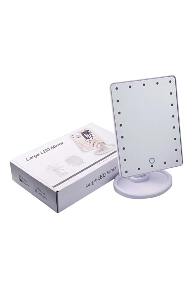 مرآة LED بيضاء تدور 360 درجة - 1