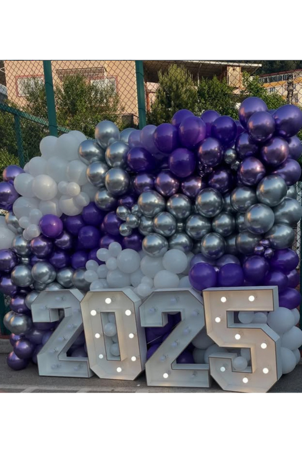 Purple White Silver Chrome Balloon Chain Set of 100