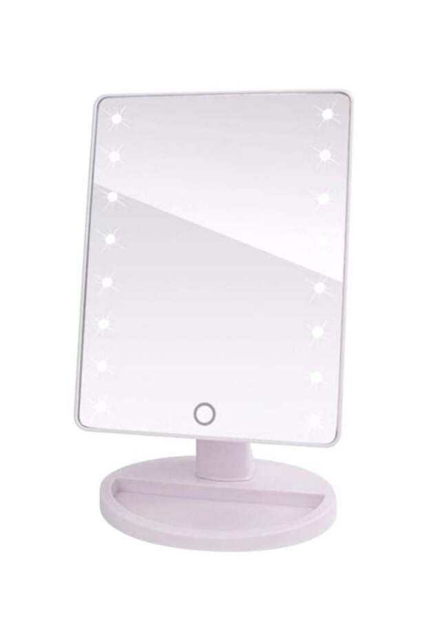 مرآة دوارة بإضاءة LED بيضاء 22 × 17 سم - 1