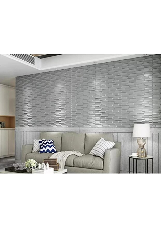 3D Kendinden Yapışkanlı Gri Piramit Desen Dekoratif Duvar Paneli - 2