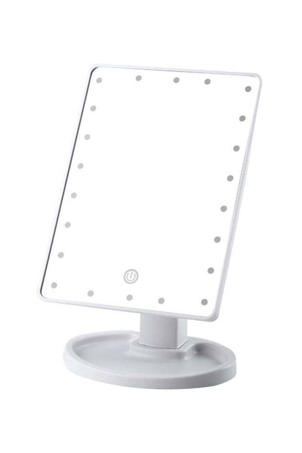 22 LED Light Square Multi-Function Makeup Mirror White - 1