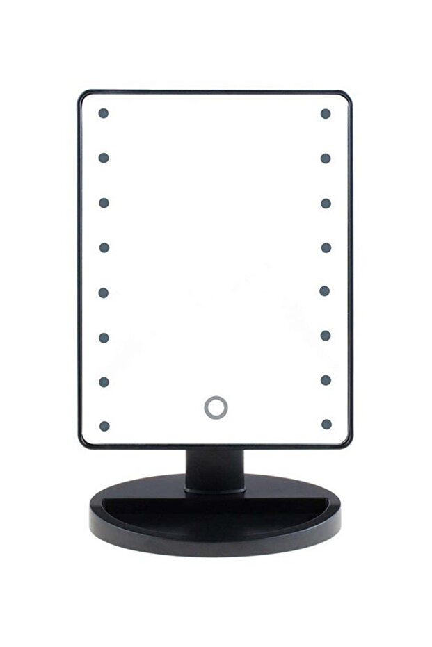 مرآة مكياج قابلة للتعديل بشاشة لمس LED باللون الأسود - 1
