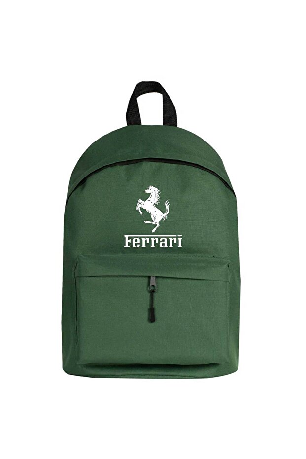 Ferari Logo Backpack Green Color - 1